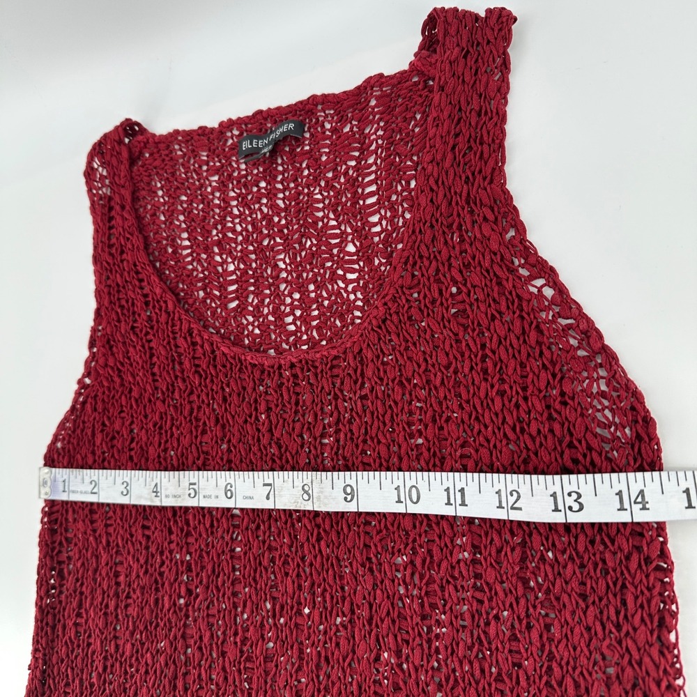 EILEEN FISHER Open Weave Mesh Knit Tank Top Lagenlook Boho Coastal Quite Luxury - Picture 5 of 9